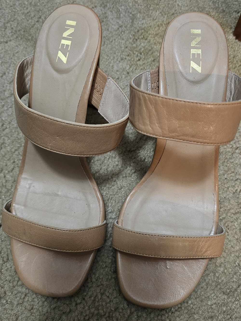 Inez Tan Leather Slide Sandals